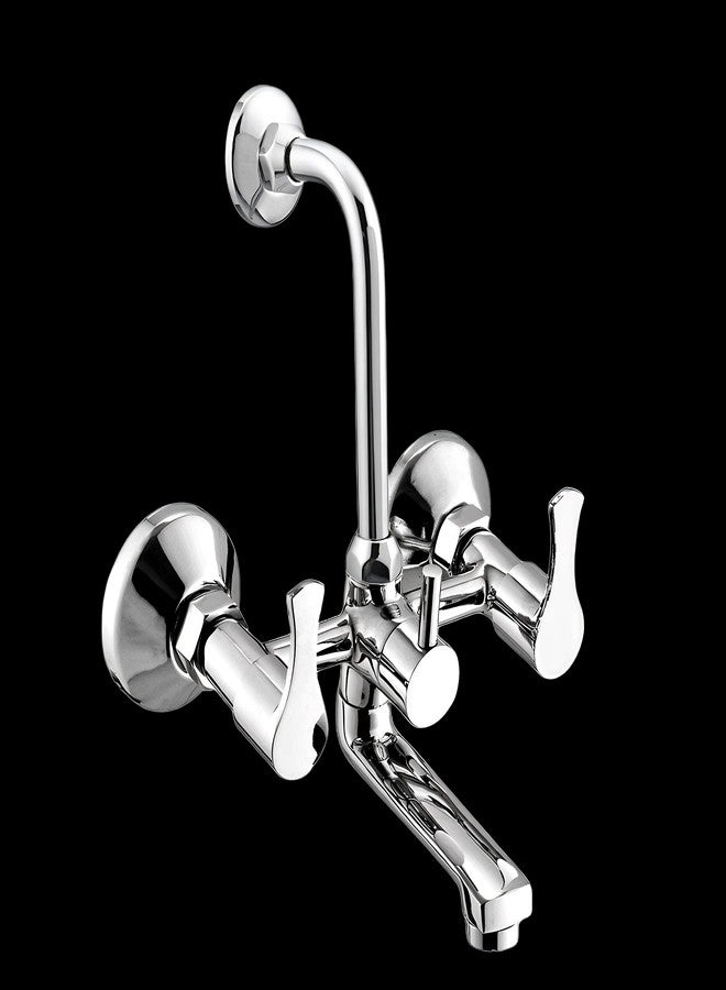 Carnival Full Brass Premium Bathroom Wall Mixer 2 in1 Faucet Set (Chrome Finish) with Provision for Overhead Shower with L Bend Pipe (Wall Mount Installation Type) | Bathroom Mixer Tap - Image 1